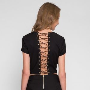 L'ATISTE Past Time Lace Up Top
